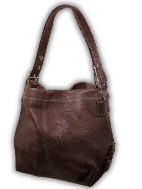 Coach Mahogany Pebbled Leather Shoulder Bag Hobo Purse F15064